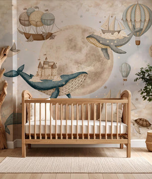 Papel para paredes ballenas voladoras