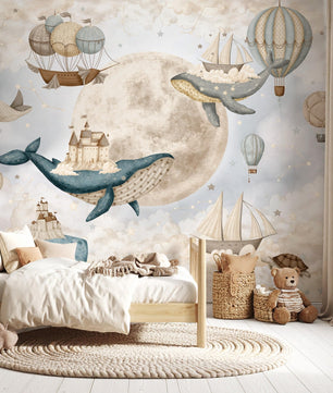Papel para paredes ballenas voladoras