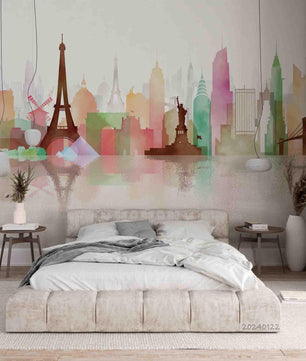 Papel para paredes Ciudades silueta monumentos