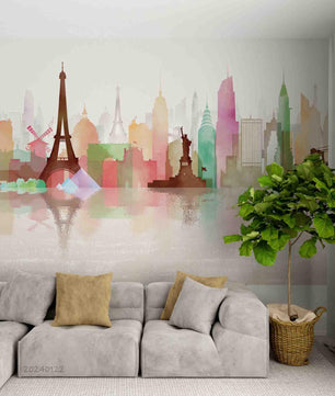 Papel para paredes Ciudades silueta monumentos