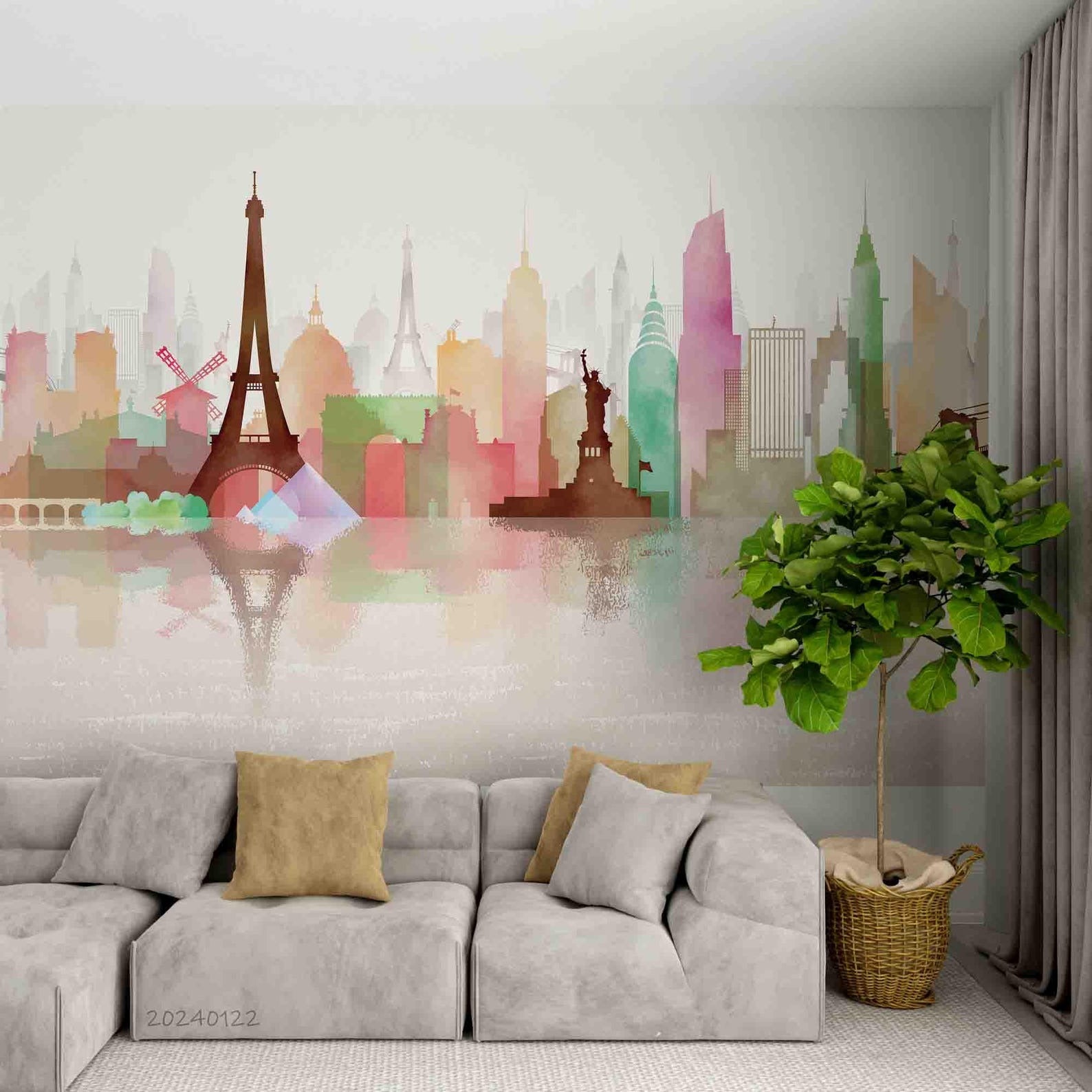 Papel para paredes Ciudades silueta monumentos