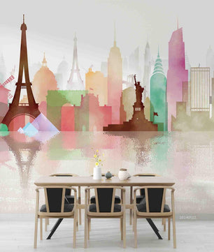 Papel para paredes Ciudades silueta monumentos
