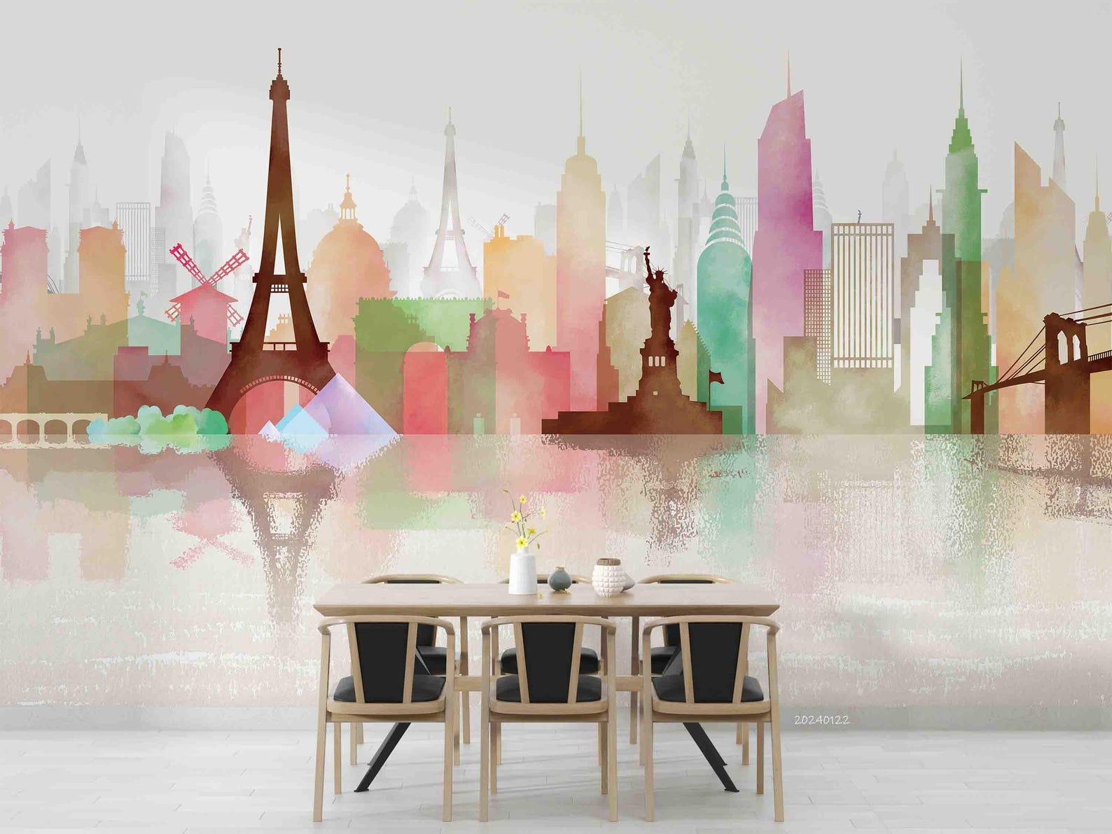 Papel para paredes Ciudades silueta monumentos