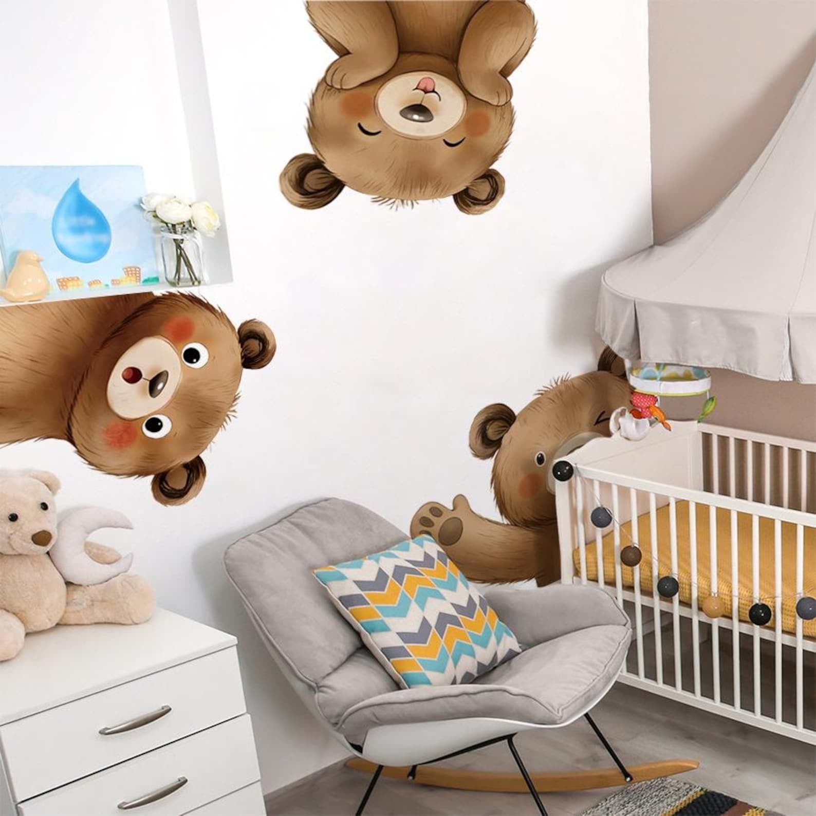 Vinilos decorativos Adhesivos infantiles de Pared de oso esquinero
