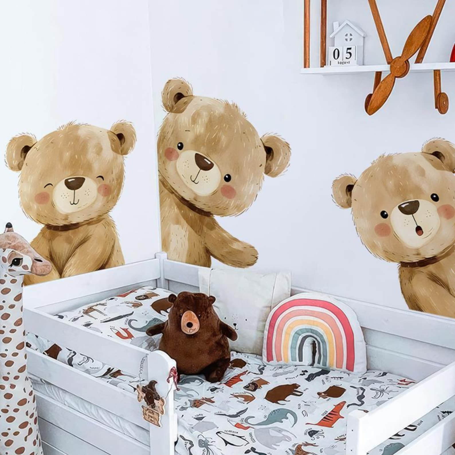 Vinilos decorativos Adhesivos infantiles de Pared de oso esquinero
