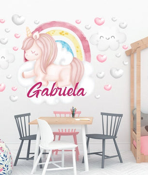 Vinilos decorativos Adhesivos infantiles de Pared cuerno unicornio  niña 7