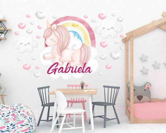 Vinilos decorativos Adhesivos infantiles de Pared cuerno unicornio  niña 7