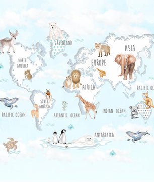 Papel para paredes Mapa Acuarela Azul