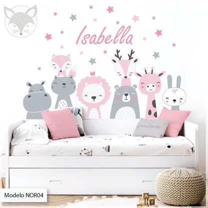 Combo de Vinilos decorativos Adhesivos Animales Rosada