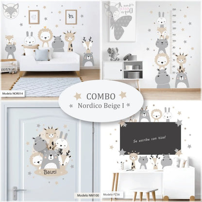 Combo de Vinilos decorativos Adhesivos Animales beige