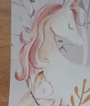 Papel para paredes Unicornio en el Bosque en Acuarela