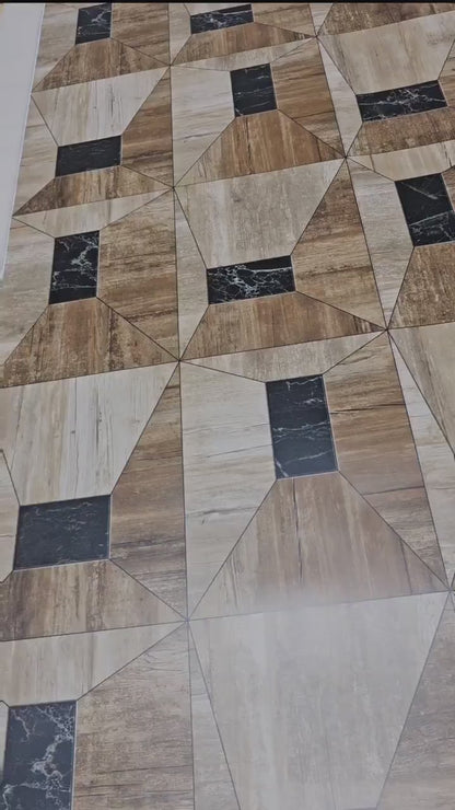 Papel para paredes Cuadros Madera con Marmol en el Centro