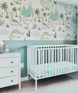 Papel para paredes Mosaico dinosaurios colorido 2