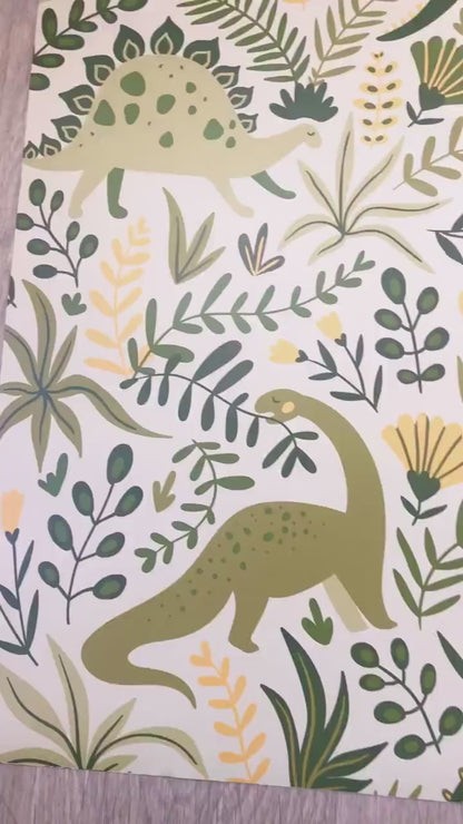 Papel para paredes Mosaico Dinosaurios verdes