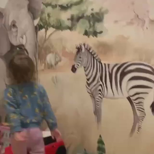 Papel para paredes Animales de safari nursery