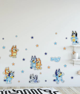 Vinilos decorativos Adhesivos infantiles de Pared Bluey Familia 2 Adhesivos