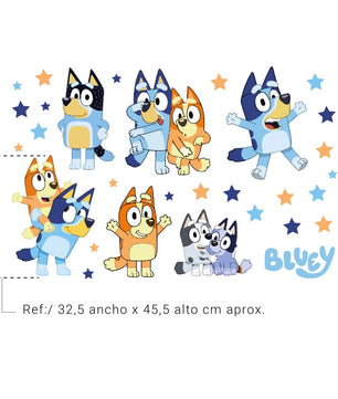 Vinilos decorativos Adhesivos infantiles de Pared Bluey Familia 2 Adhesivos