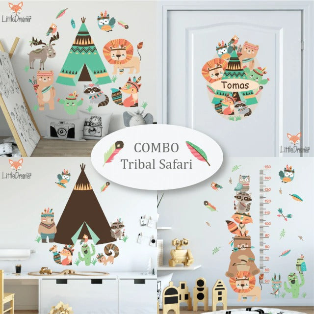 Combo de Vinilos decorativos Adhesivos Animales  nordicos indios safari