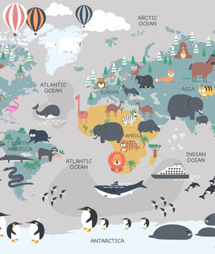 Papel para paredes Mapa del mundo animal