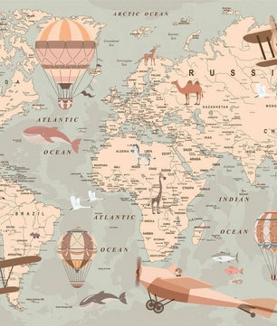 Papel para paredes Mapamundi beige