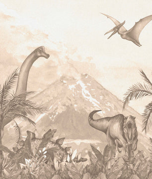 Papel para paredes Varios dinosaurios en color marron