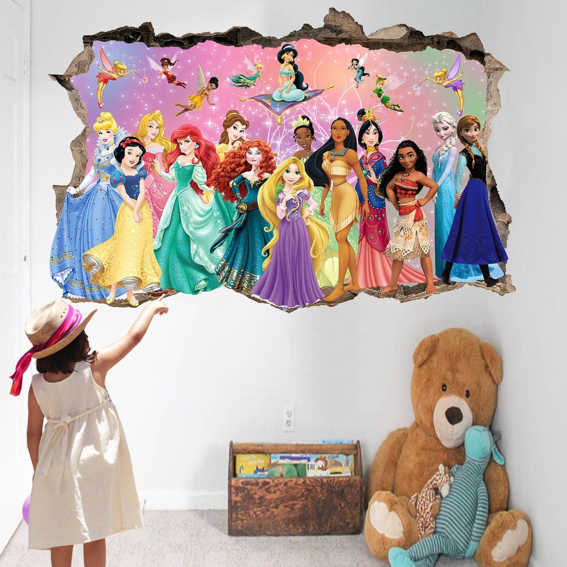 Vinilos decorativos Adhesivos infantiles de Pared 3D princesas niña (0019)