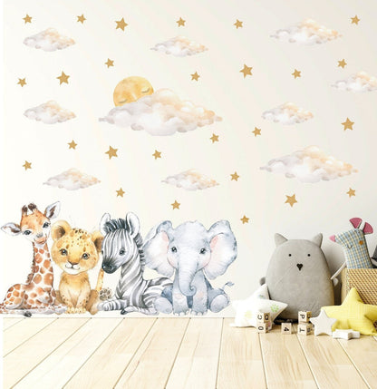 Vinilos decorativos Adhesivos infantiles de Pared  Conjunto de animales modelos variados