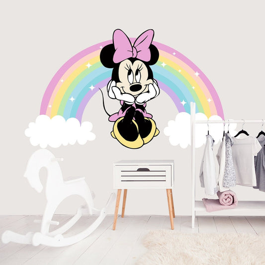 Vinilos decorativos Adhesivos infantiles de Pared minnie arcoiris 1 niña (0076)
