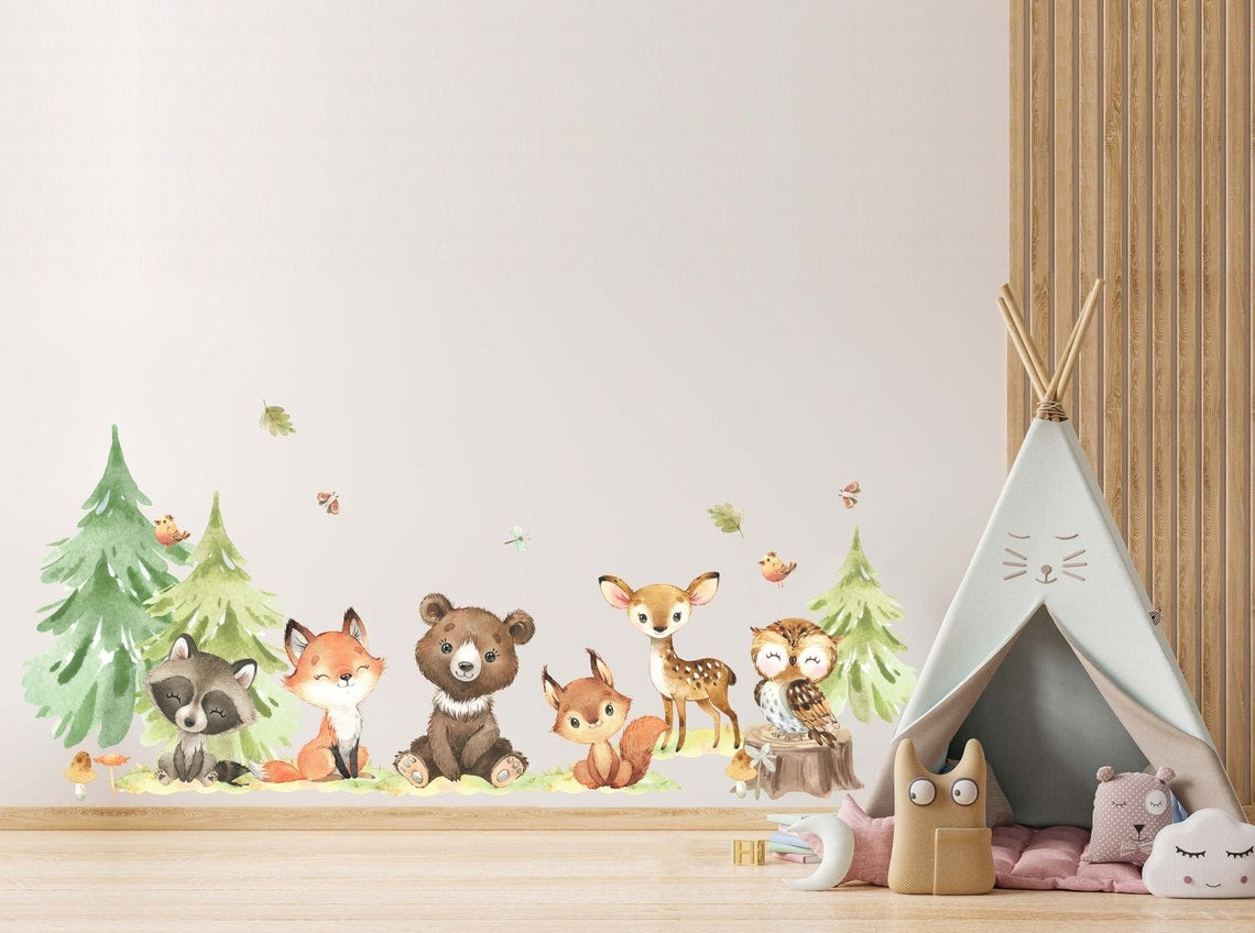 Vinilos decorativos Adhesivos infantiles de Pared  Conjunto de animales modelos variados