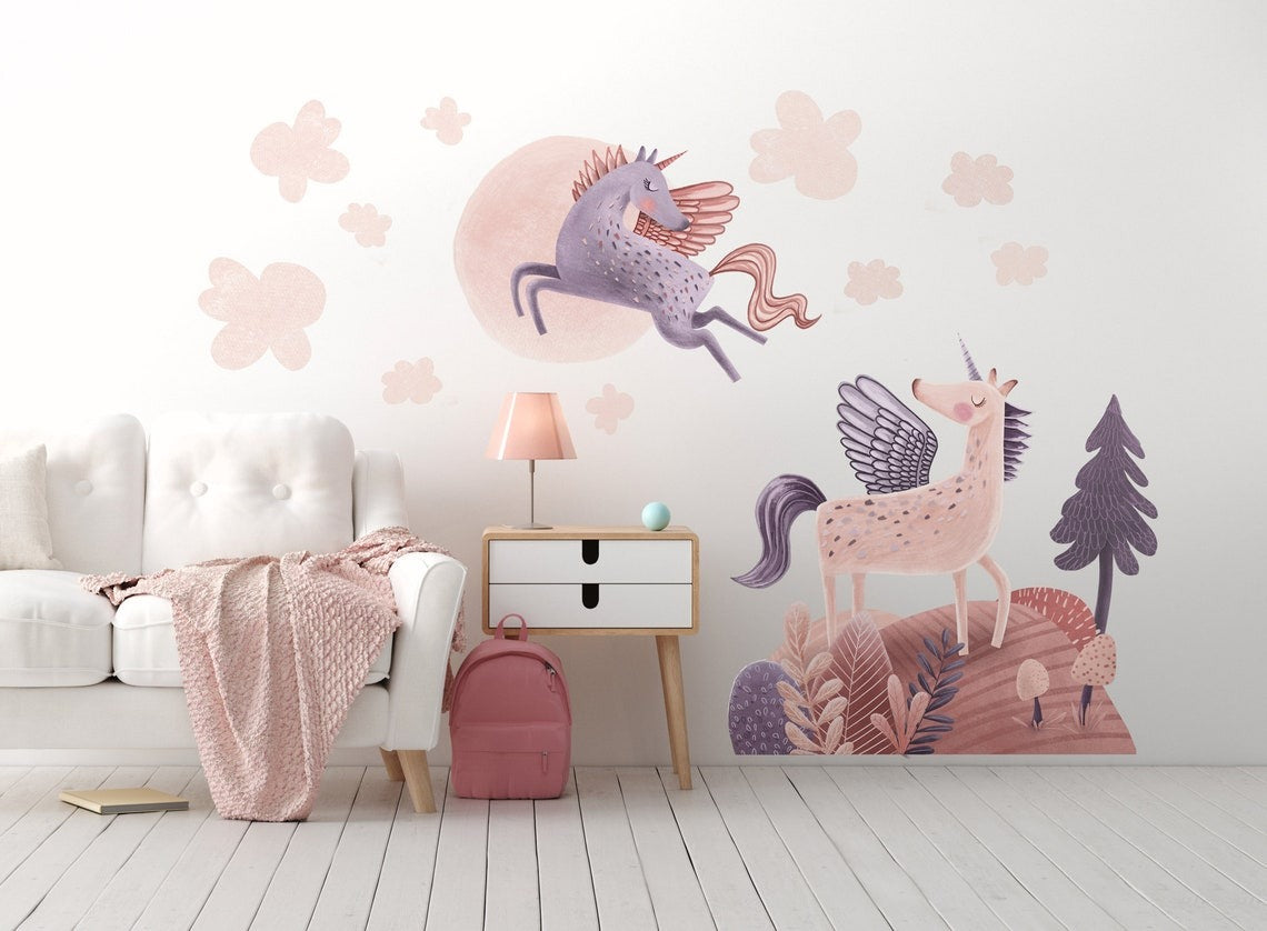 Vinilos decorativos Adhesivos infantiles de Pared PEGASUS niña (0084)