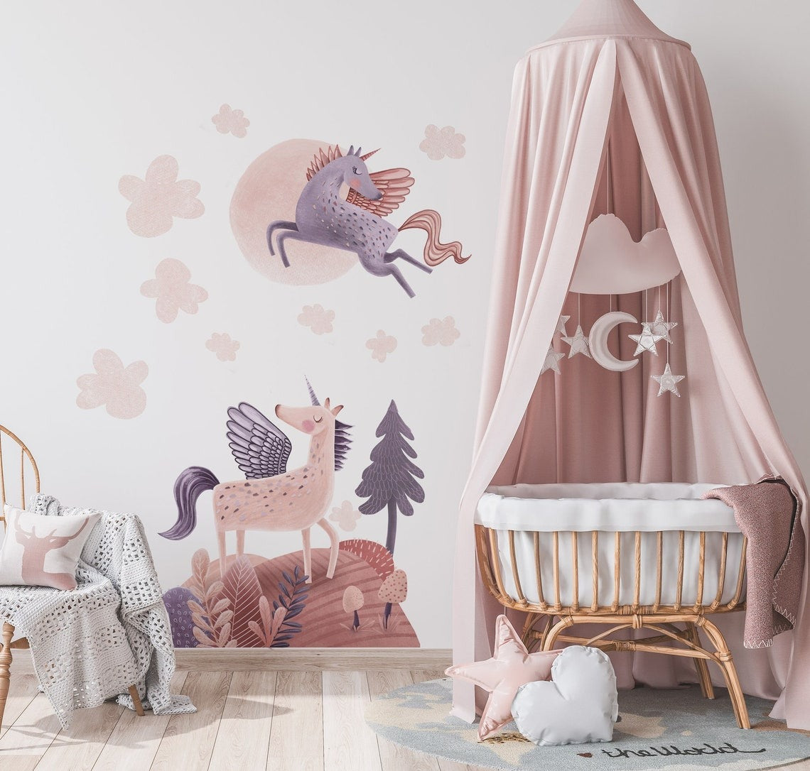 Vinilos decorativos Adhesivos infantiles de Pared PEGASUS niña (0084)