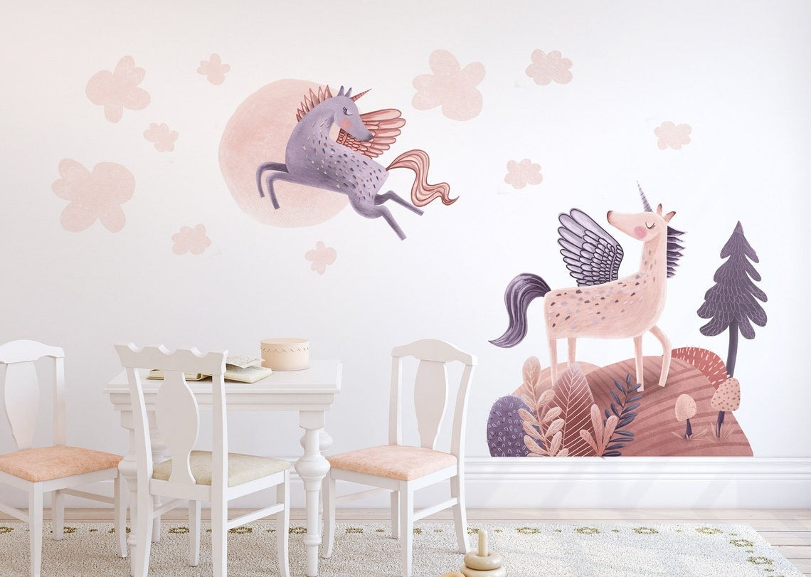 Vinilos decorativos Adhesivos infantiles de Pared PEGASUS niña (0084)