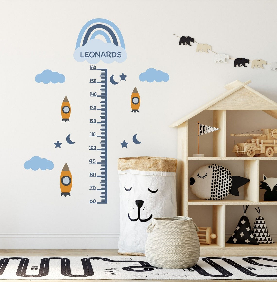 Vinilos decorativos Adhesivos infantiles de Pared medidor de altura infantil con animales