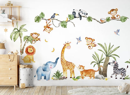 Vinilos decorativos Adhesivos infantiles de Pared  Conjunto de animales modelos variados