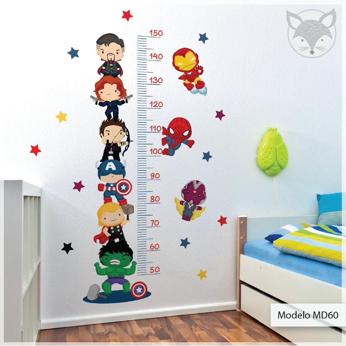 Vinilos decorativos Adhesivos infantiles de Pared medidor de altura infantil con animales