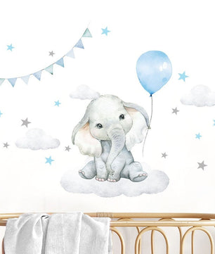 Vinilos decorativos Adhesivos infantiles de Pared Elefante Globo Estrella niño (0045)