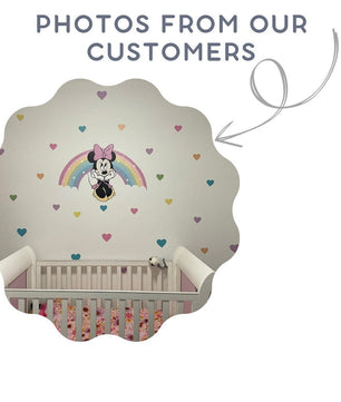 Vinilos decorativos Adhesivos infantiles de Pared minnie arcoiris 1 niña (0076)