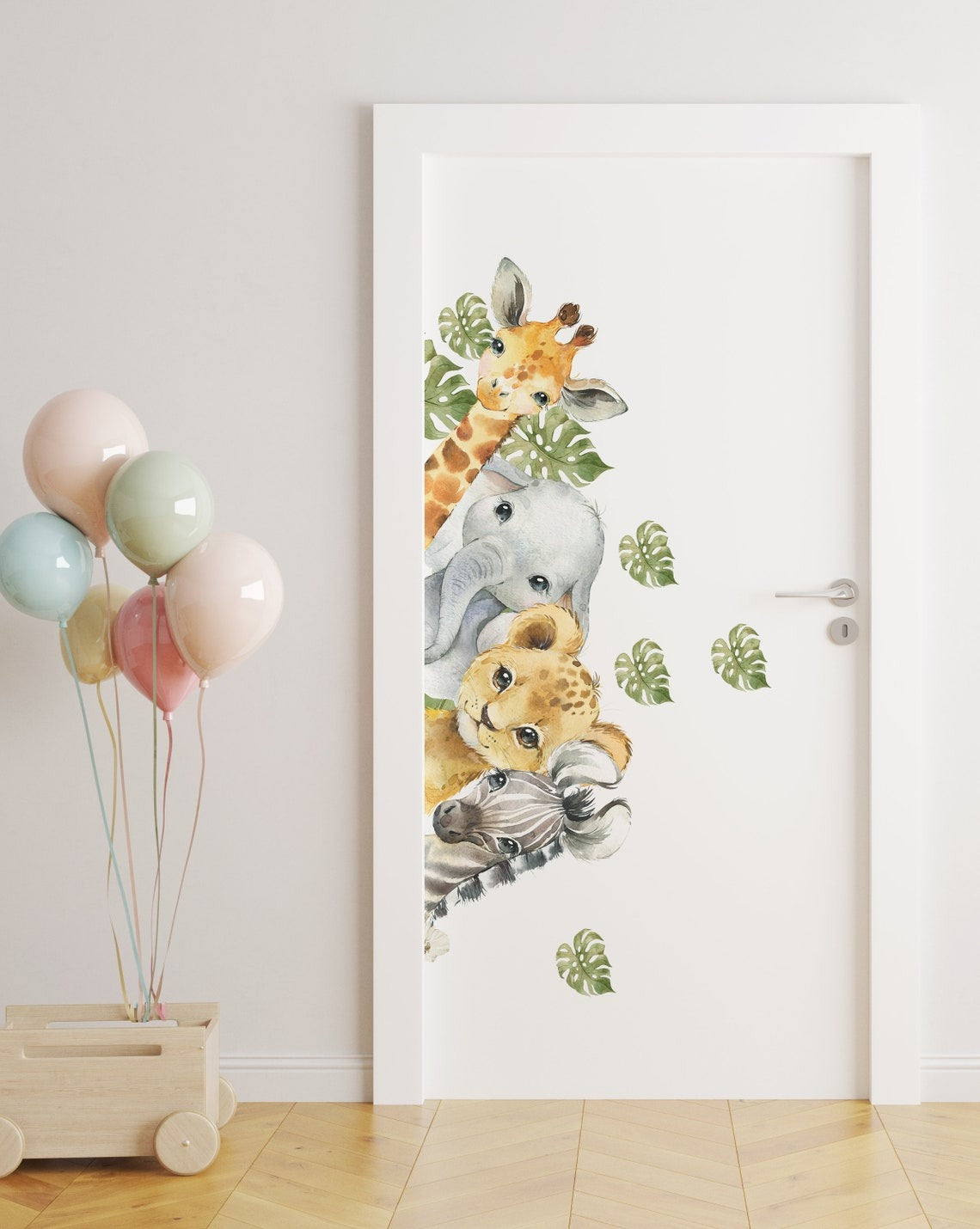 Vinilos decorativos Adhesivos infantiles de Puerta infantil con animales