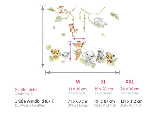 Vinilos decorativos Adhesivos infantiles de Pared  Conjunto de animales de Safari (0014)