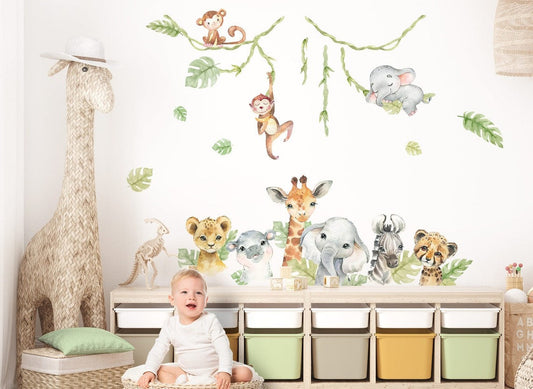Vinilos decorativos Adhesivos infantiles de Pared  Conjunto de animales de Safari (0014)