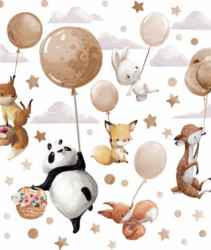 Vinilos decorativos Adhesivos infantiles de Pared  animales grandes en globos beige (0009)