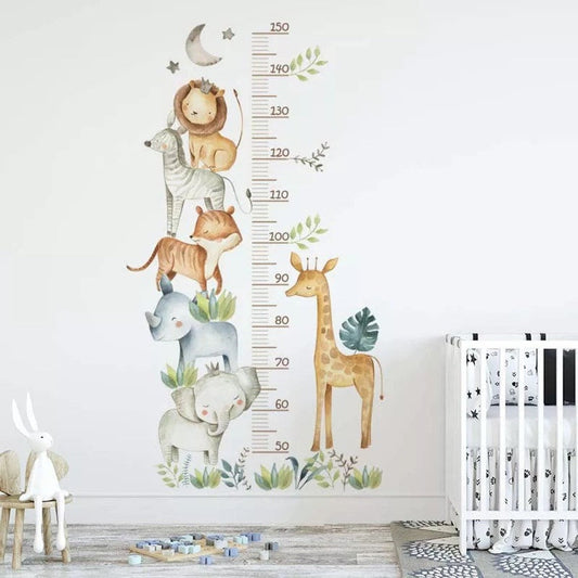 Calcomania de Pared medidor de altura infantil con animales de colores 2 niña niño (0072)