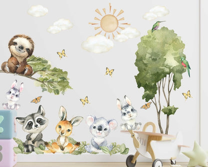 Vinilos decorativos Adhesivos infantiles de Pared  Conjunto de animales modelos variados