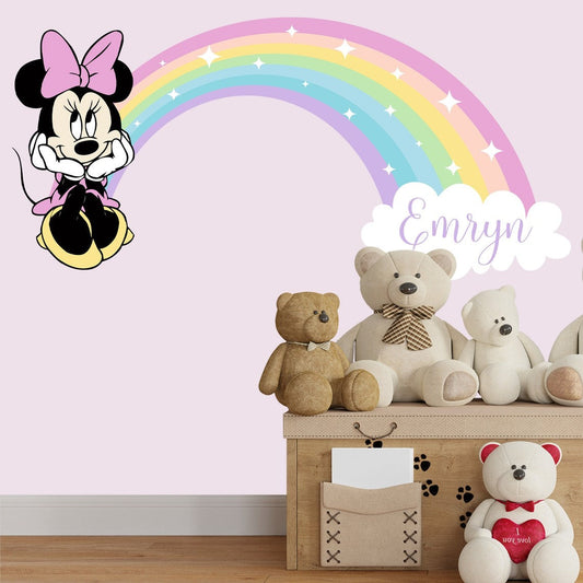 Vinilos decorativos Adhesivos infantiles de Pared minnie arcoiris 2 niña (0077)