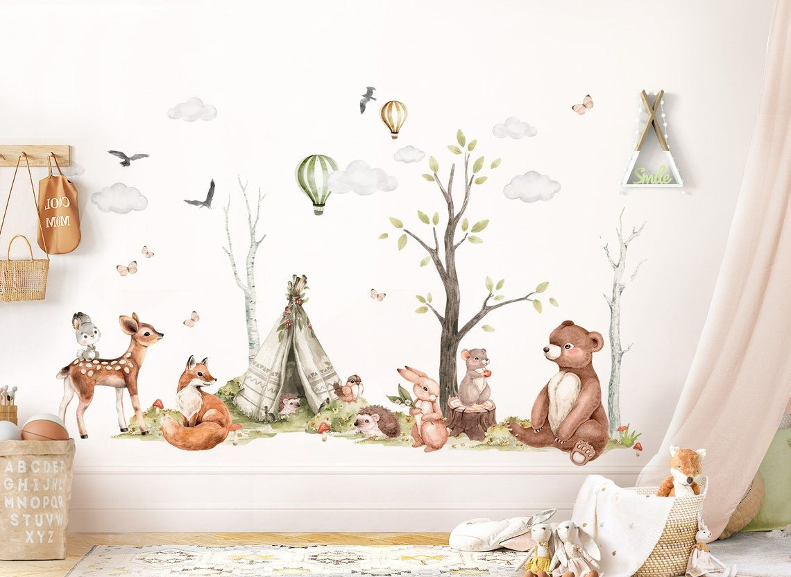 Vinilos decorativos Adhesivos infantiles de Pared para habitación Forest Animals Set animales (0082)