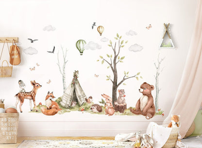 Vinilos decorativos Adhesivos infantiles de Pared  Conjunto de animales modelos variados