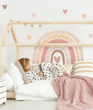 Vinilos decorativos Adhesivos infantiles de pared arcoíris con corazones niña 0002