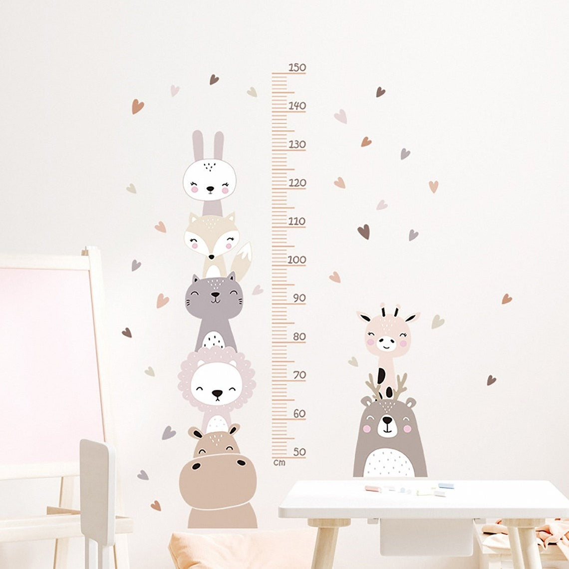 Vinilos decorativos Adhesivos infantiles de Pared medidor de altura infantil con animales