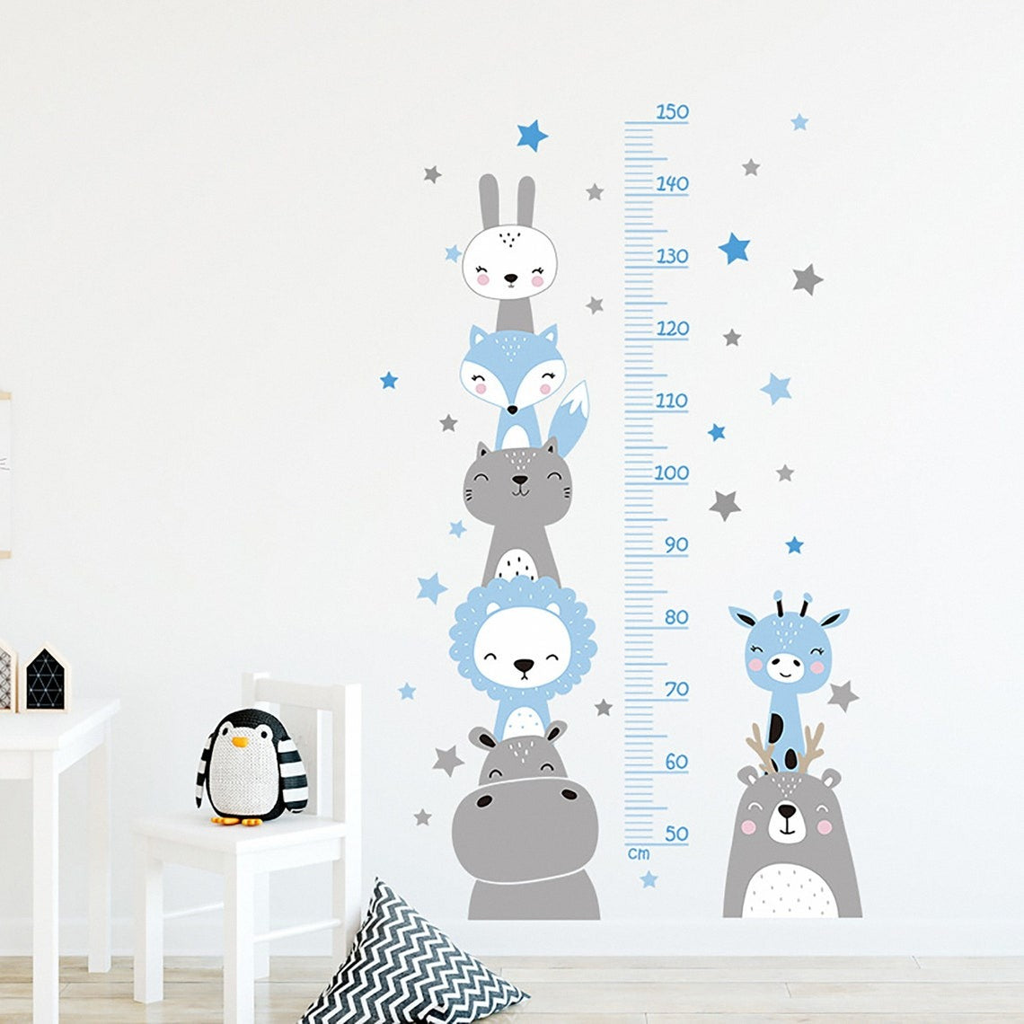 Vinilos decorativos Adhesivos infantiles de Pared medidor de altura infantil con animales