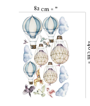 Vinilos decorativos Adhesivos infantiles de Pared globo de aire caliente, arte de globo de aire caliente niño